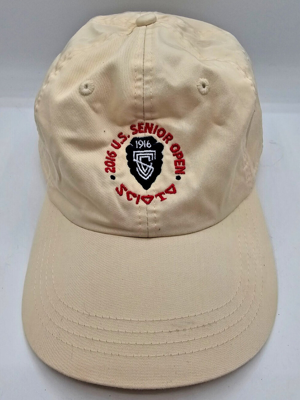 2016 US Senior Open Golf Mens Strapback Baseball Hat Tan Athletic
